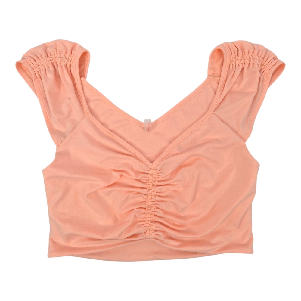 Free People FP Movement Breathe Deeper Crop Tank Top‎ Size Large Pastel Peach - Picture 2 of 7